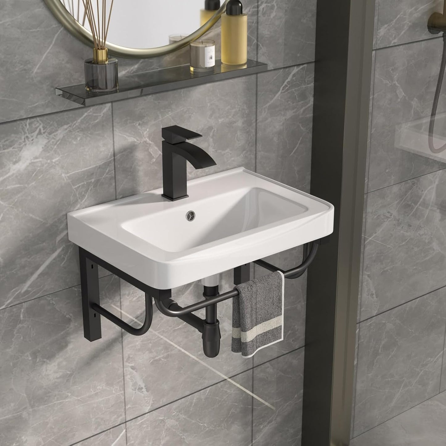 Fregadero pared cerámica moderno 19.69x14.17pulg blanco