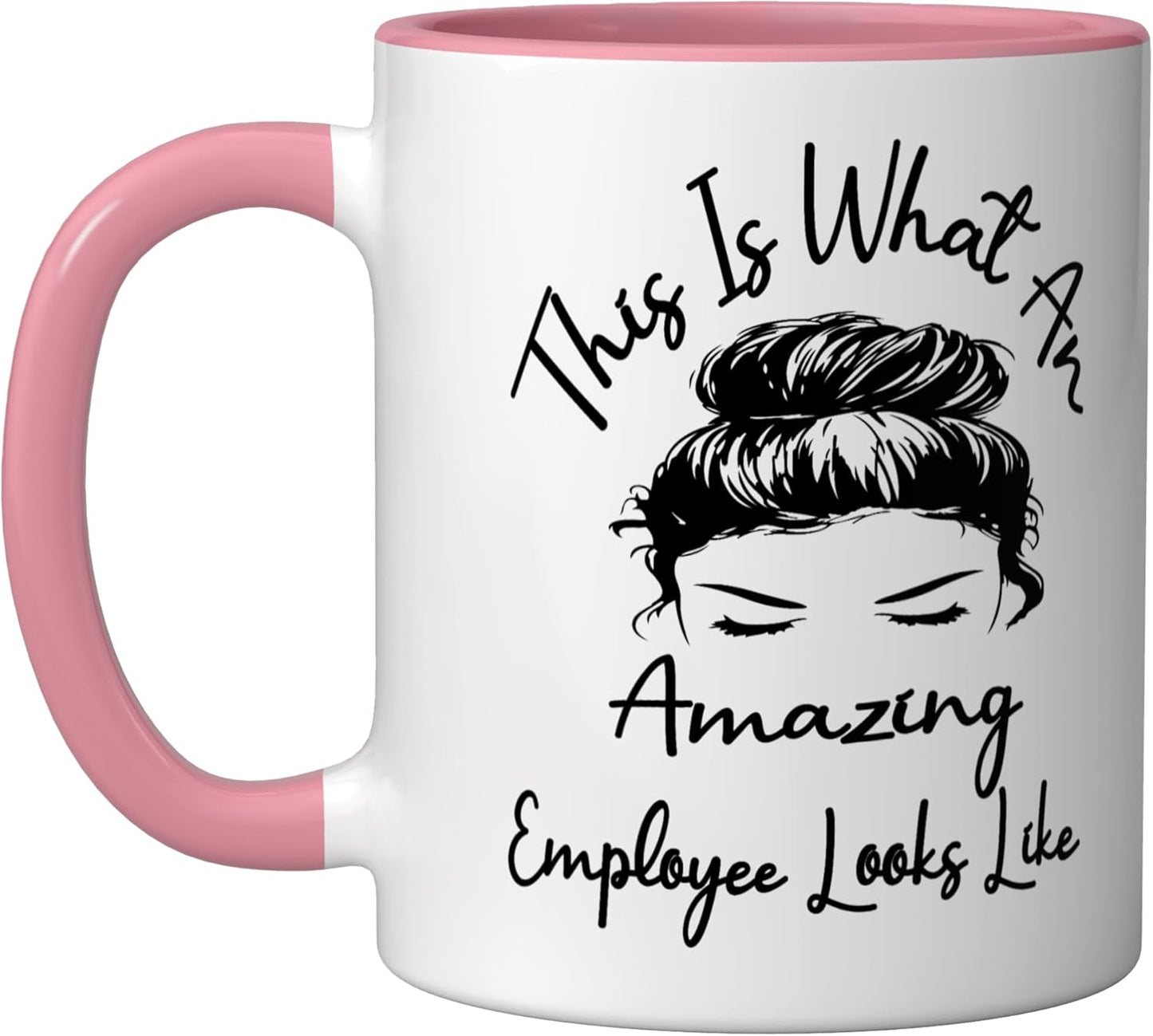 Taza de cerámica para compañero de trabajo divertido rosa/blanca