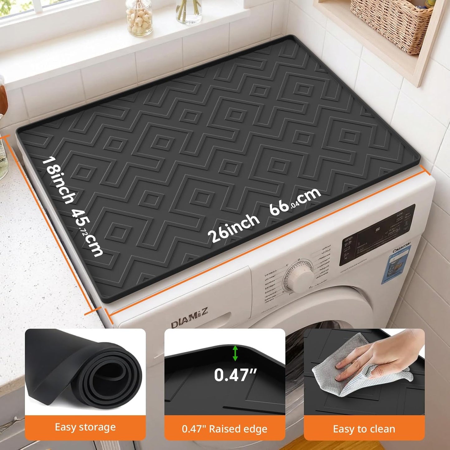 Alfombrilla protectora silicona 26x18pulg para lavadora