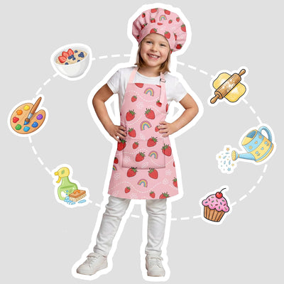 Delantal y sombrero de chef ajustable con bolsillo para cocinar y manualidades