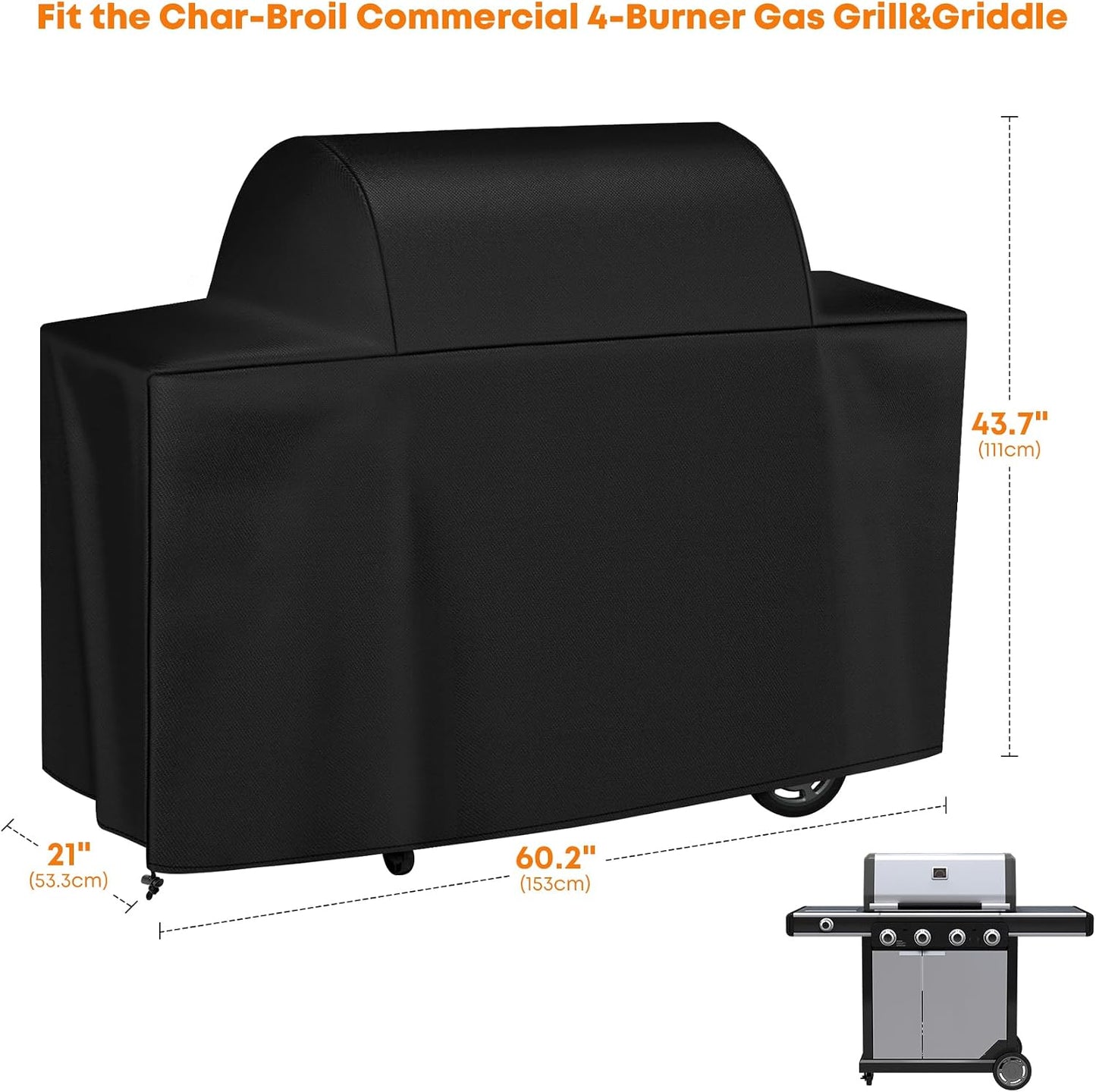 Funda parrilla Char-Broil 4 quemadores cubierta impermeable negro