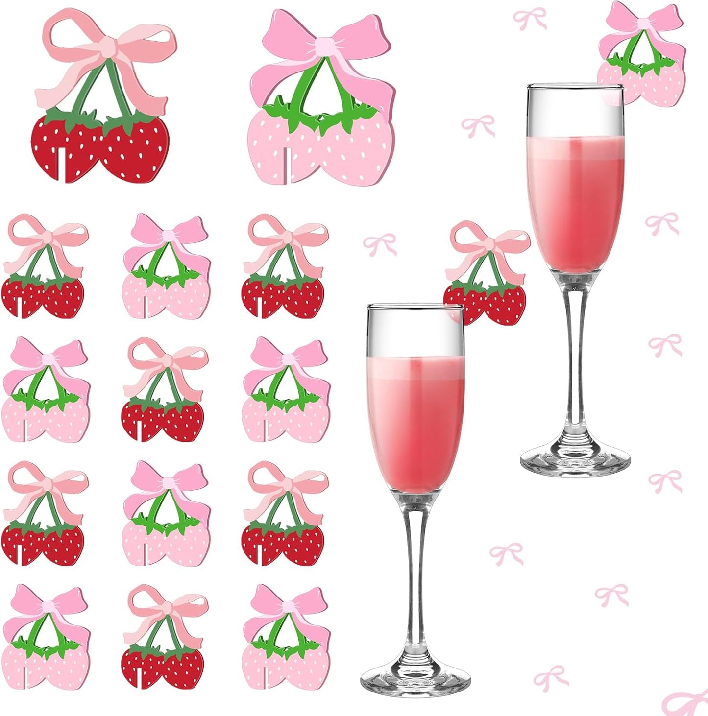 36 Marcadores Bebida Acrílicos Rosa Rojo Lazo Fiesta Verano