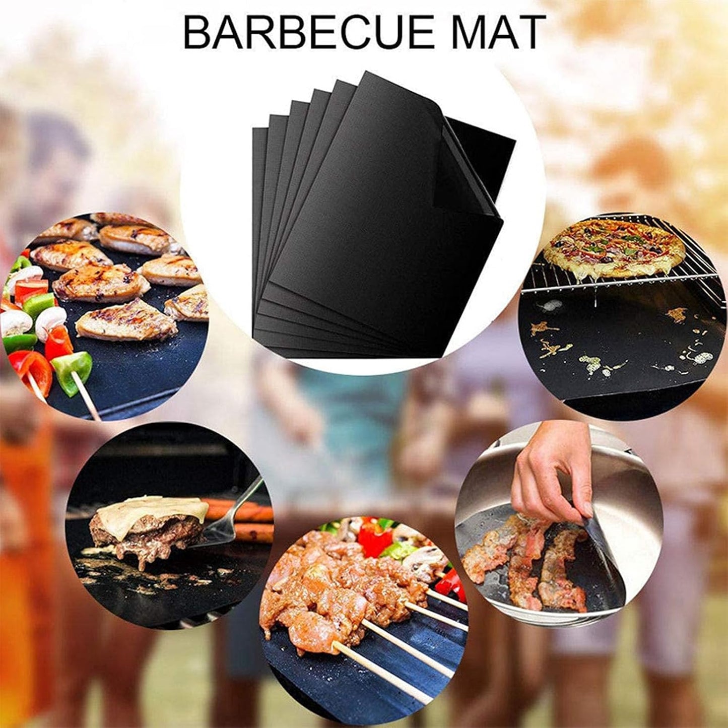 Set 6 Alfombrillas Parrilla 15.7x11.8pulg Negro