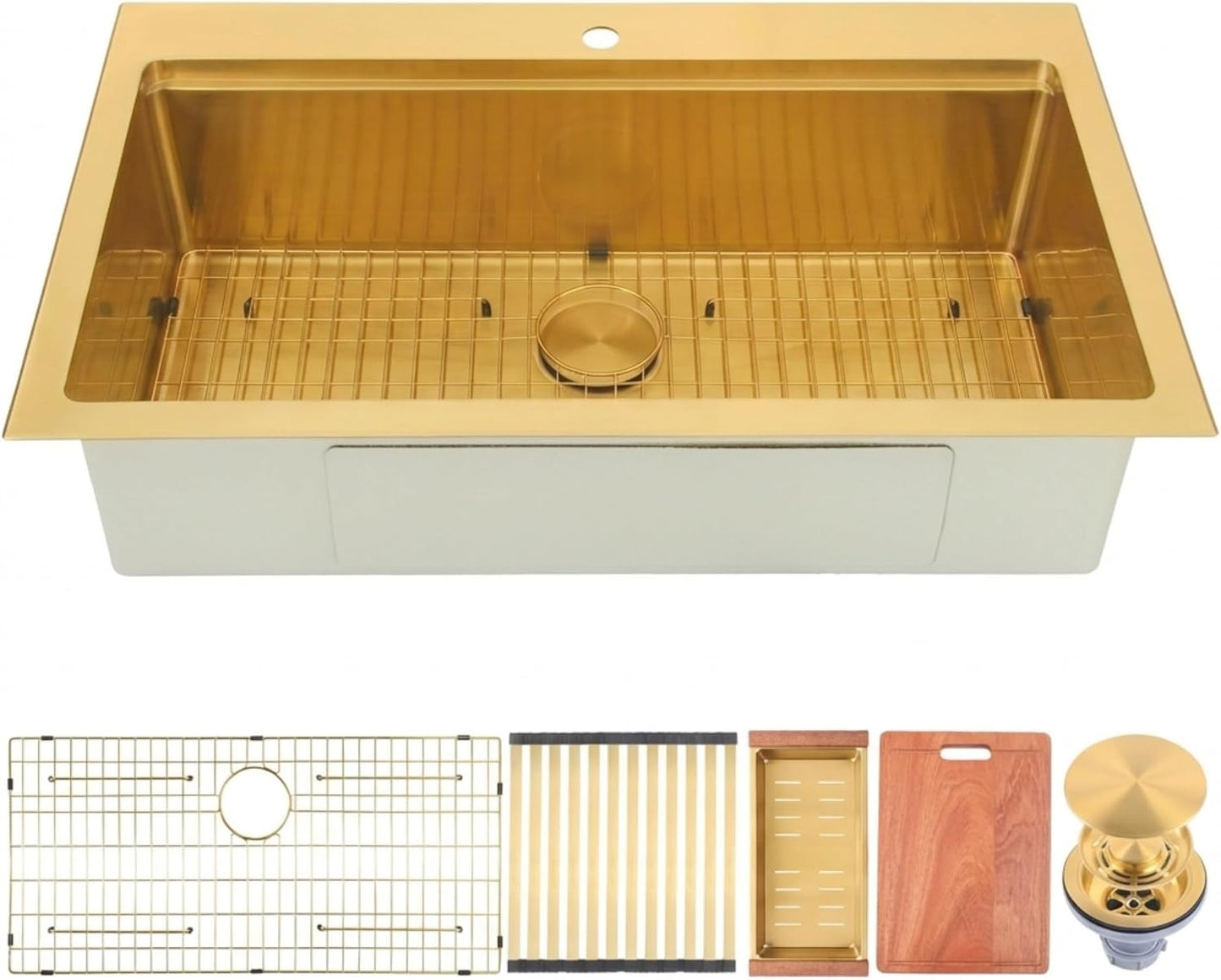 Fregadero acero inox 36x22pulg color dorado cocina y bar