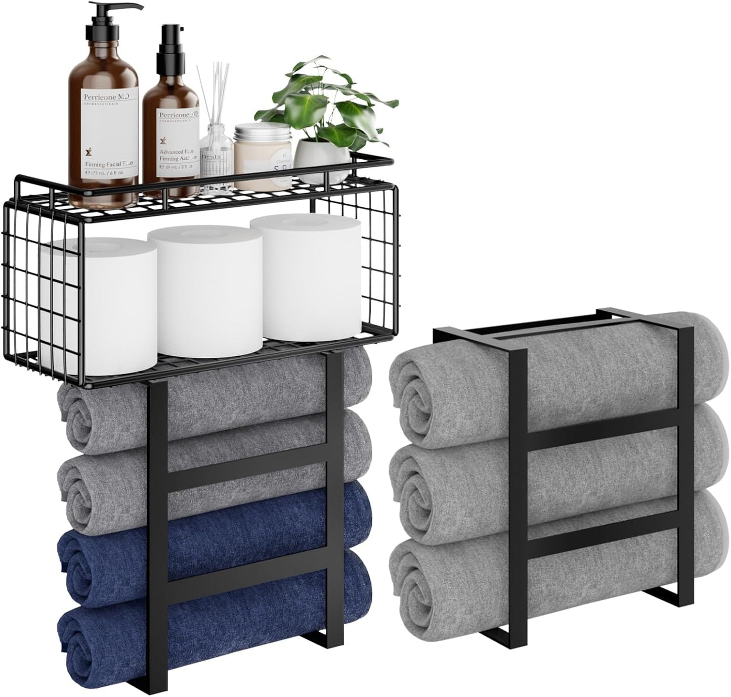 Toallero baño 4 niveles con estante y cesta 32pulg