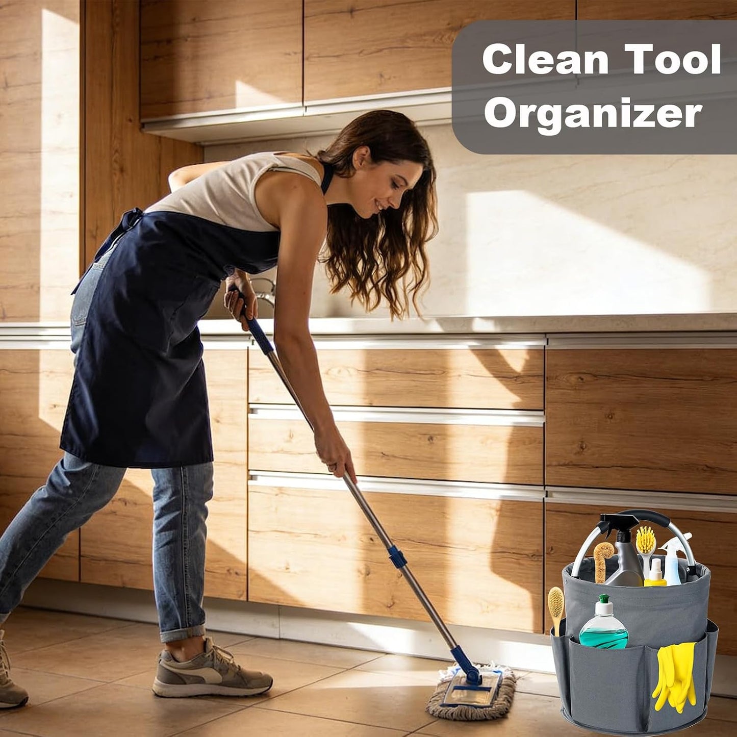 Organiz. limpieza plegable 17L con asa