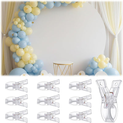 10 Clips Arco Globos Transparentes Resistentes Decoración