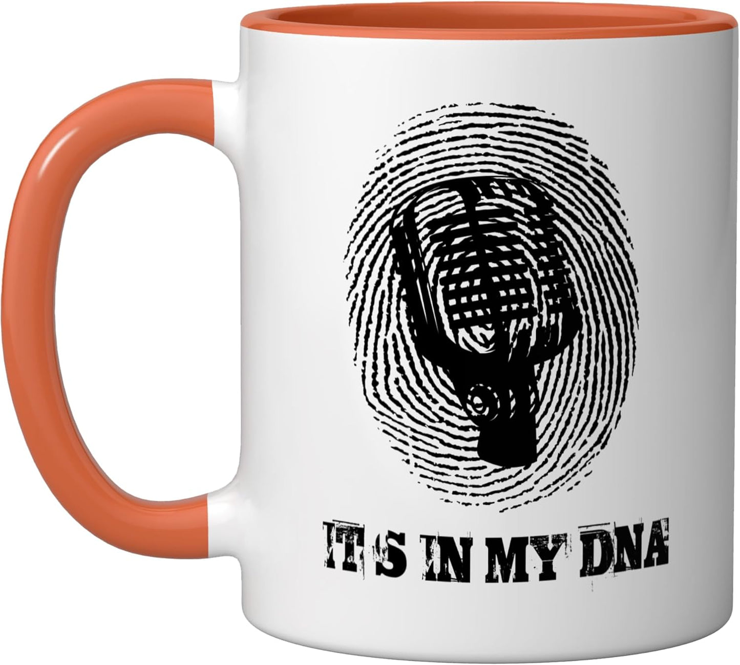 Taza cerámica vintage rock and roll naranja/blanco