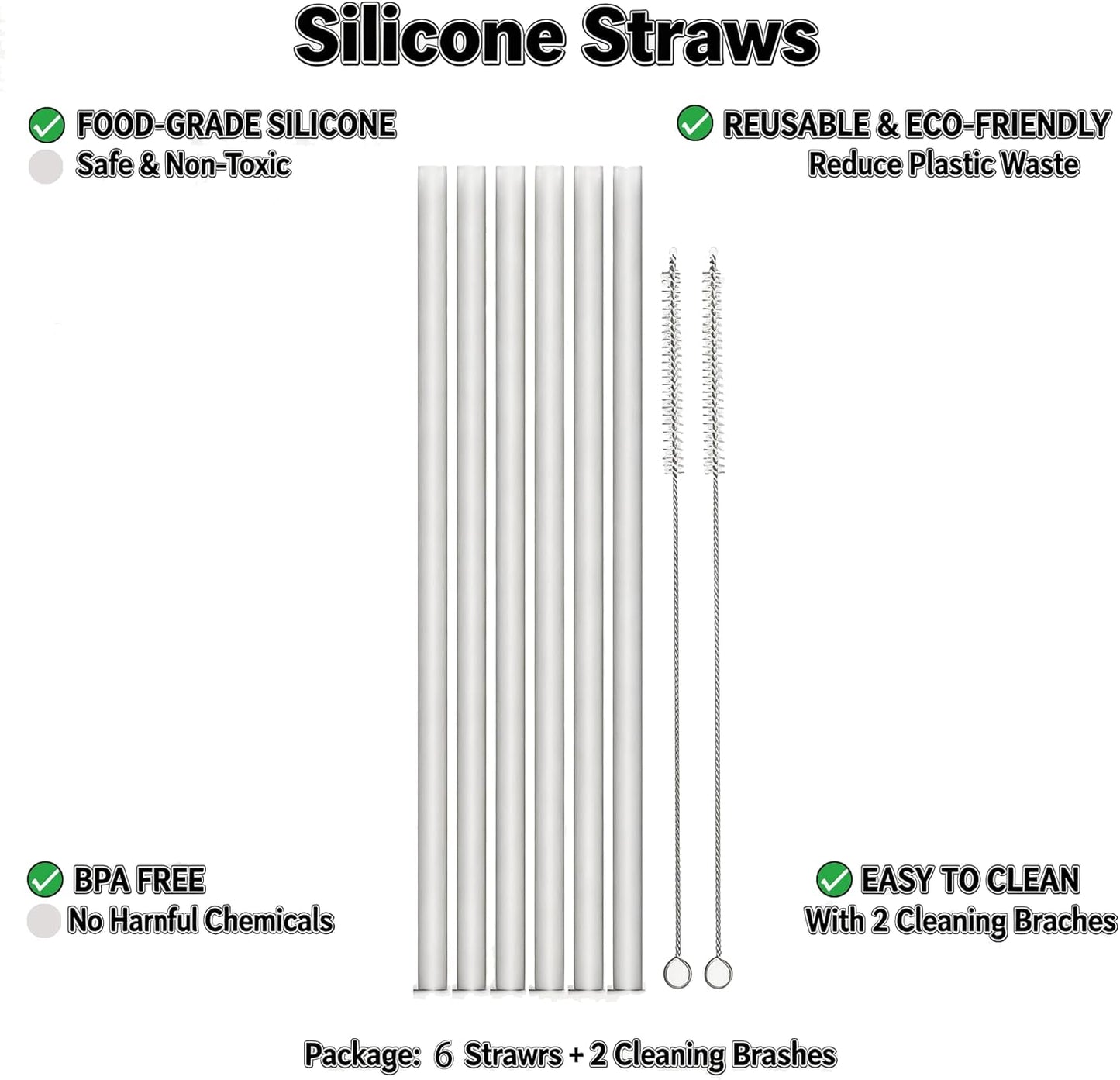 Juego popotes silicona reutilizables para Hydro Flask