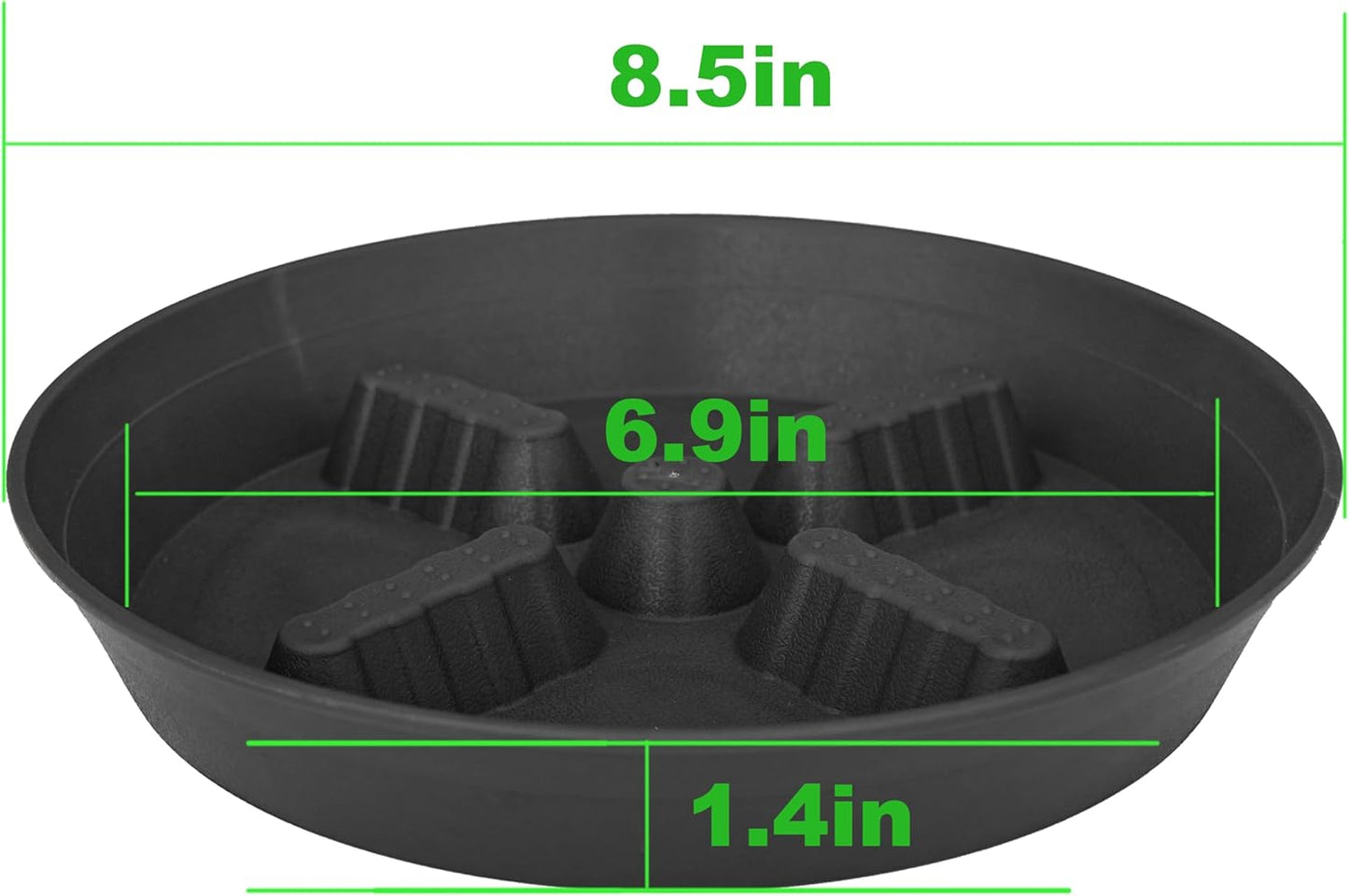 4 Platillos Plástico para Plantas 8-17pulg Interiores Exteriores