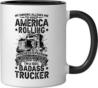 Taza cerámica para camionero big rig negro/blanco