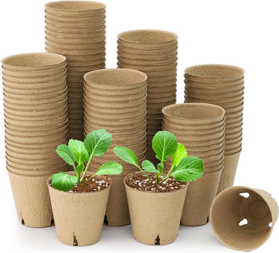 120 Macetas Turba 3.15pulg Biodegradables con Orificios Drenaje