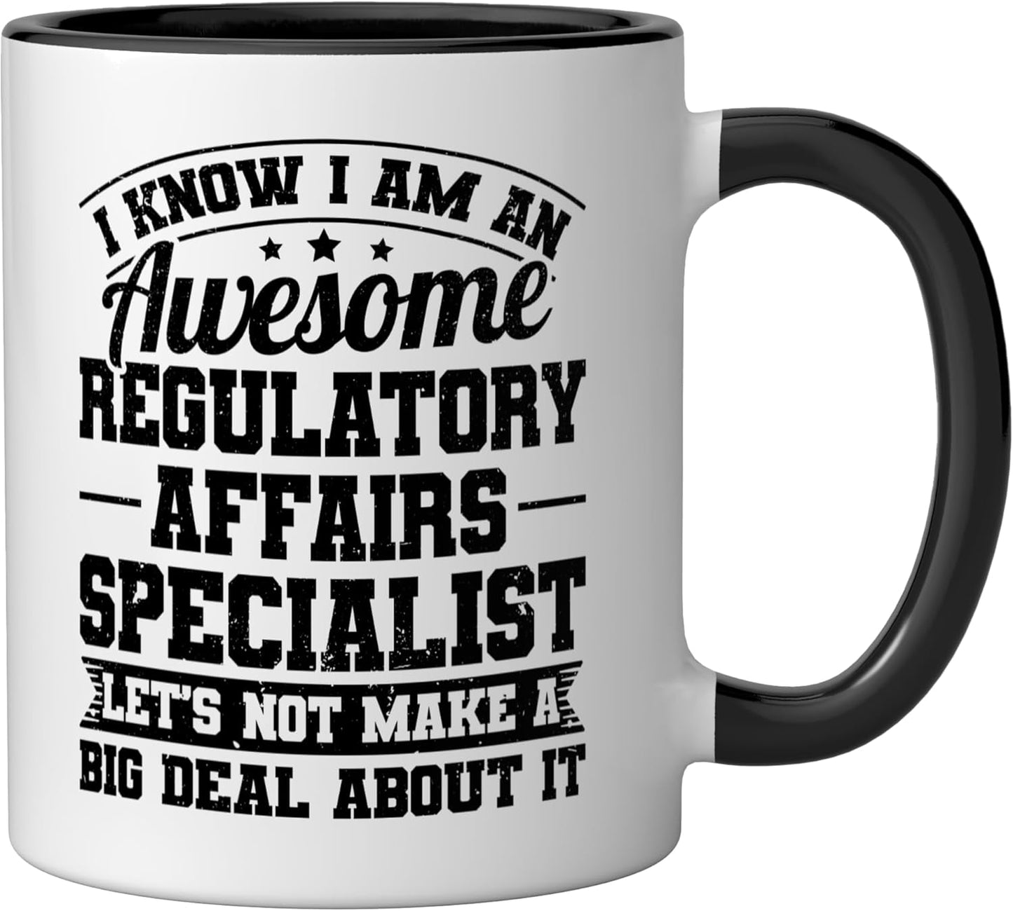 Taza de cerámica para asuntos regulatorios negra/blanca