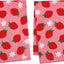Juego de 2 paños de cocina de fresa rosados absorbentes y suaves