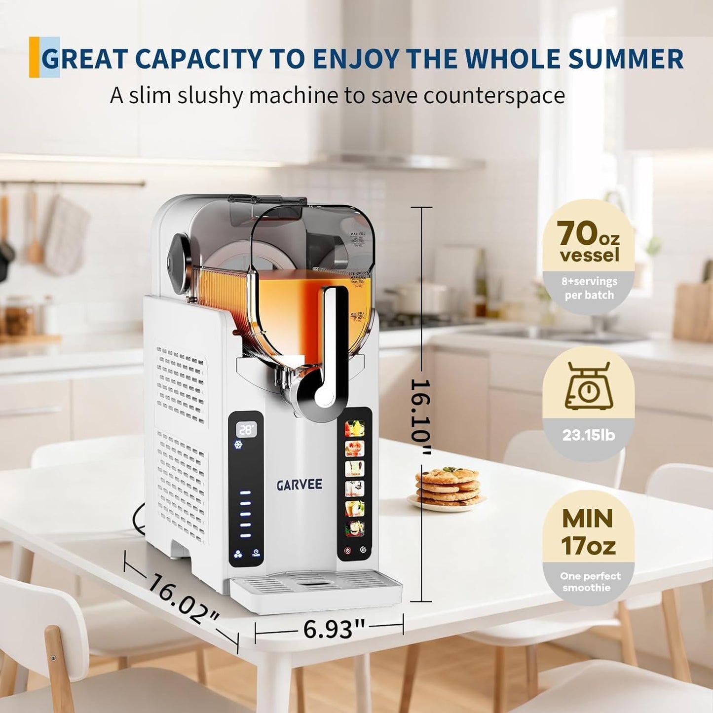Máquina Granizados Hogar 70oz Pantalla LED 6 Programas Silenciosa