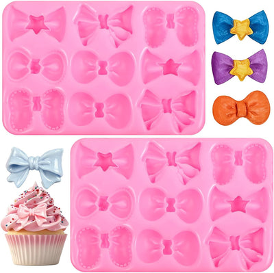 2 moldes para fondant de lazo reutilizables de silicona para dulces