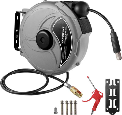 Carrete manguera aire retráctil 1/4pulg x50ft con plomo 5ft