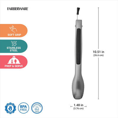 Pinzas de cocina Farberware acero inoxidable 9 pulgadas con bloqueo resistente al calor