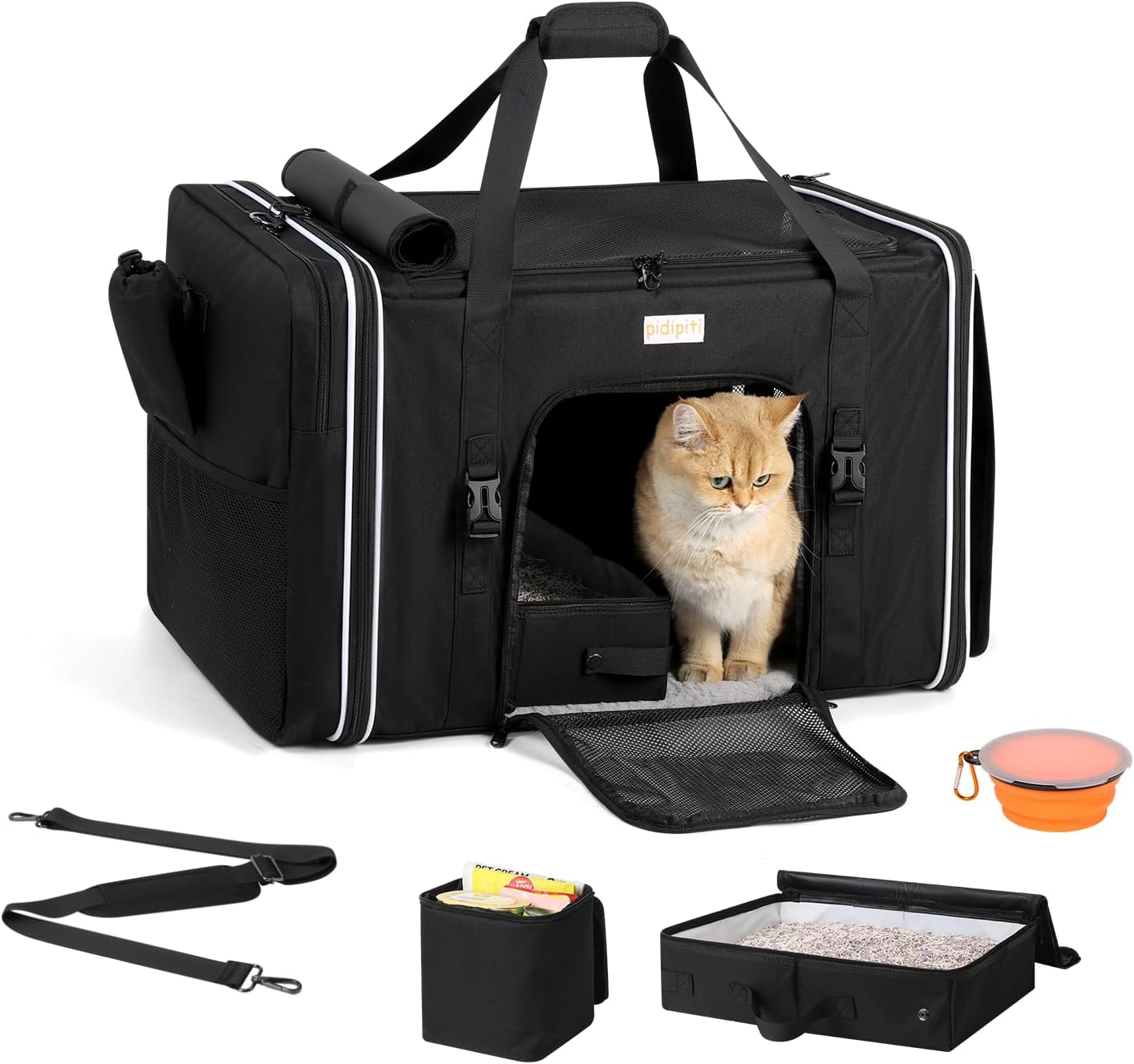 Transportador gatos 24x17pulg hasta 30lb con caja arena