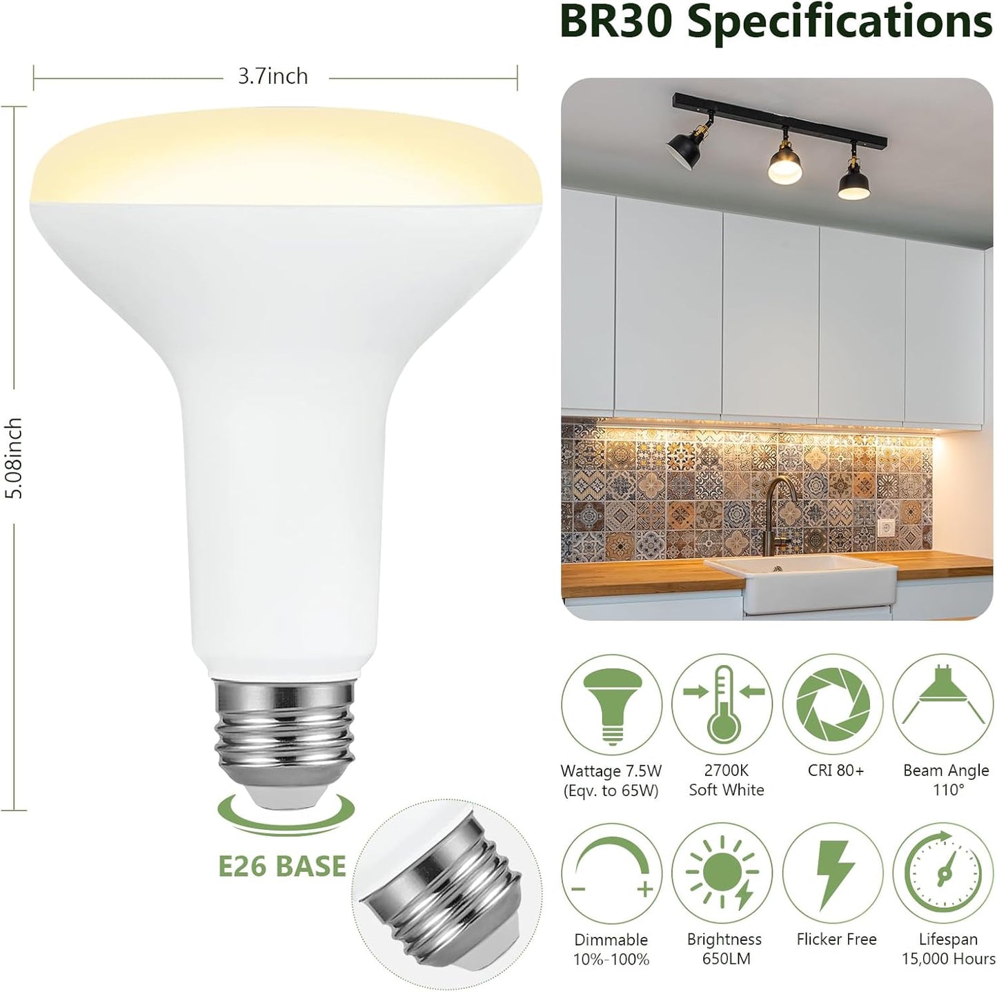 Set 12 Bombillas LED BR30 650lm Blanco Suave Regulable