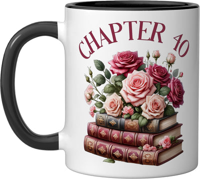 Taza cerámica para mujer amante de libros románticos 40 años negro/blanco