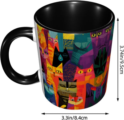 Taza de café con diseño de gato para mujer de cerámica 11 oz