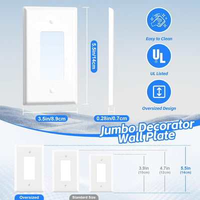 6 Pzas Placas Pared Blancas Toma Corriente Grande