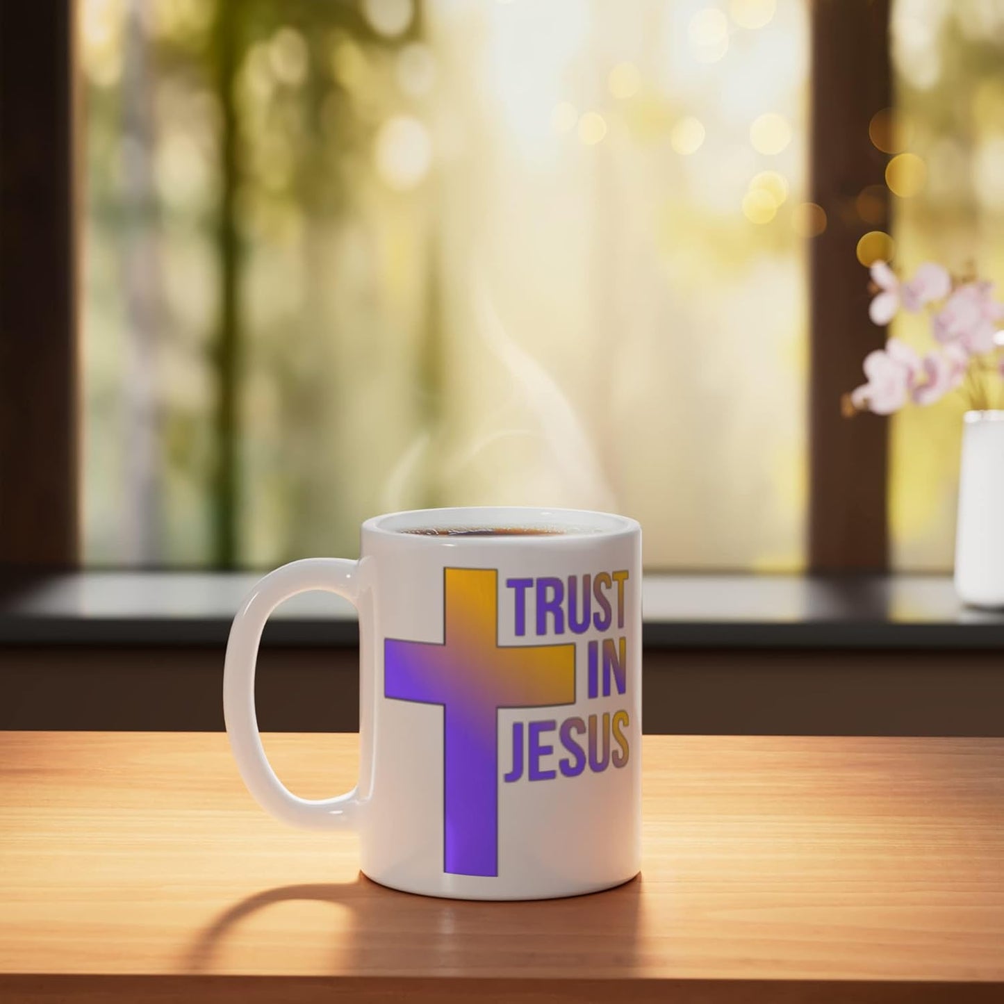 Mug de cerámica para mujer con cruz de fe Cristiana