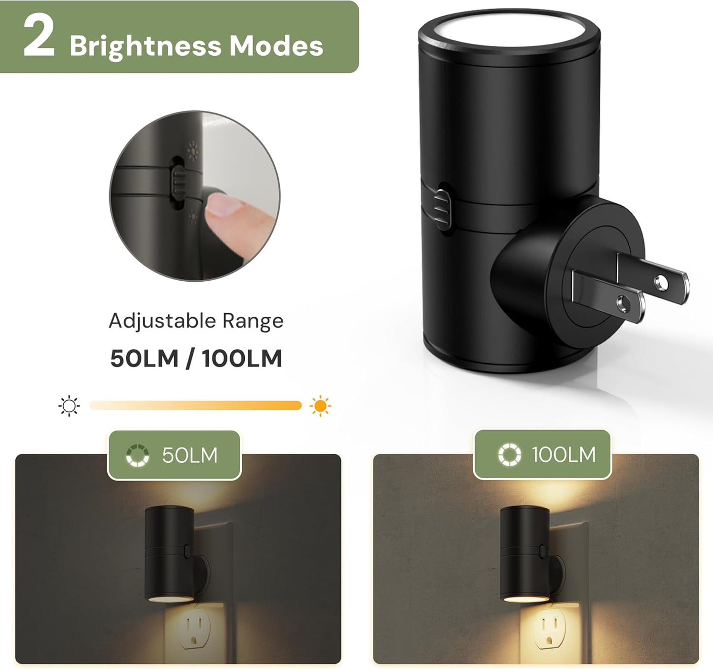 Luz Nocturna Enchufable Sensor Luz 2 Niveles Blanco Suave Pasillo