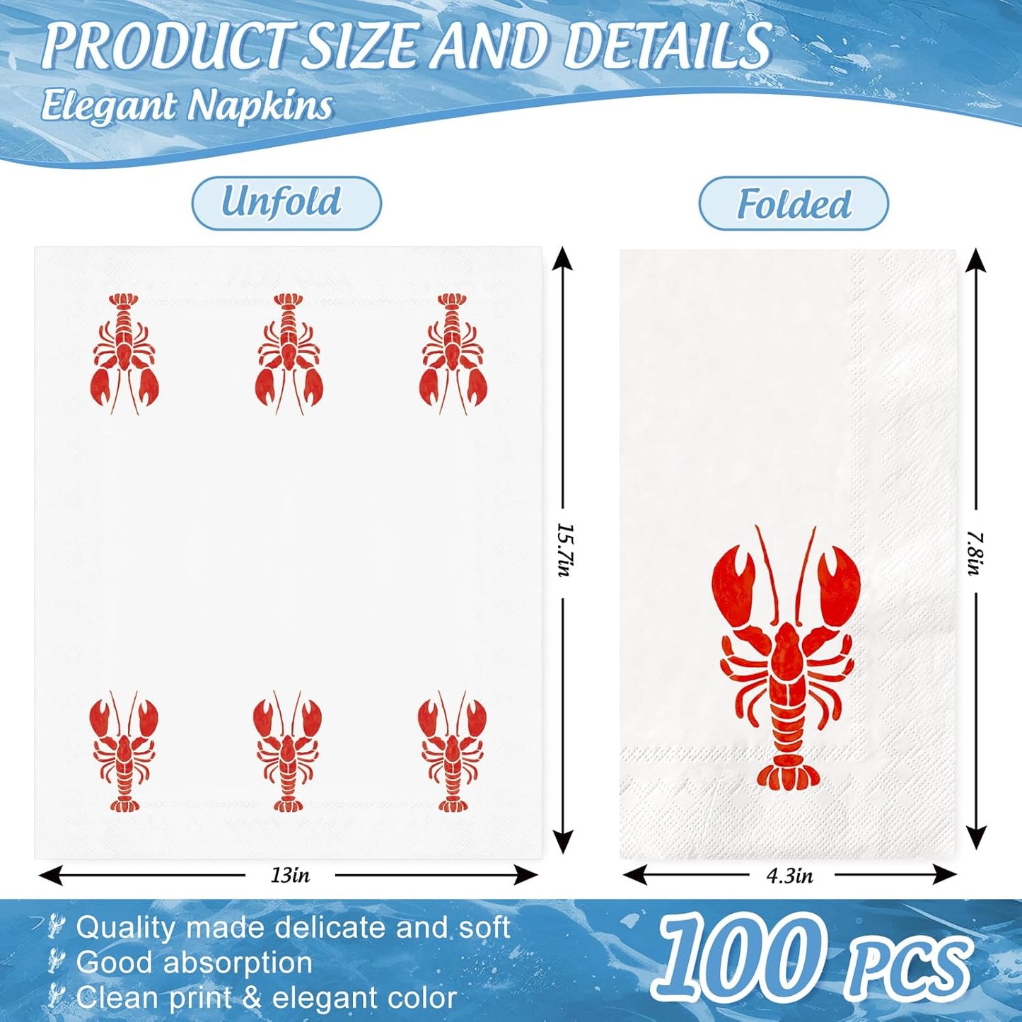 Servilletas de aguacolor para fiestas de mariscos y camarones