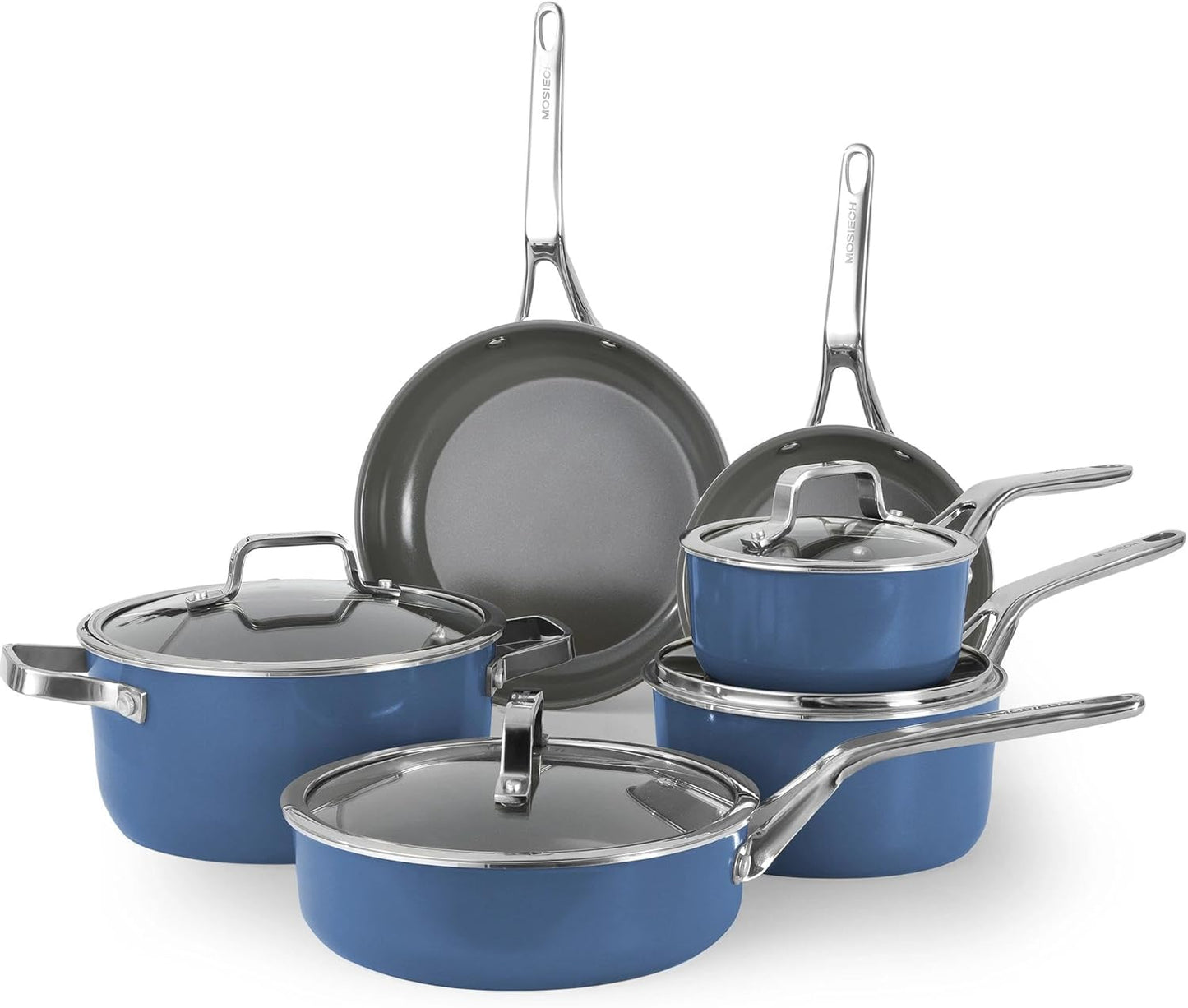 Set 10 Pzas Utensilios Cerámica Antiadherente con Tapas