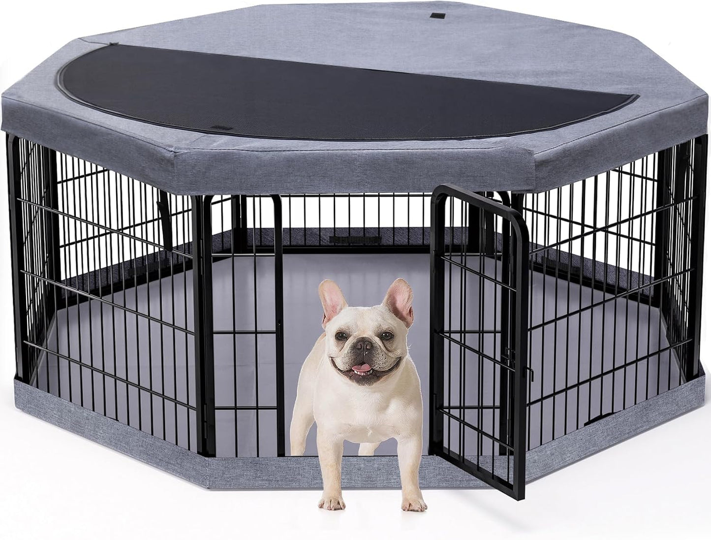 Corral metal perros 22x24pulg con cubierta