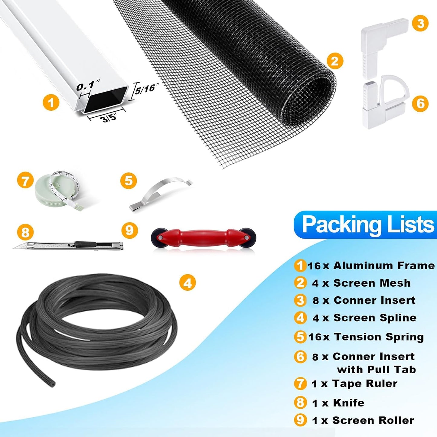 Kit 4 Marcos Ventana 5/16x1/8x48x60pulg Con Herramientas