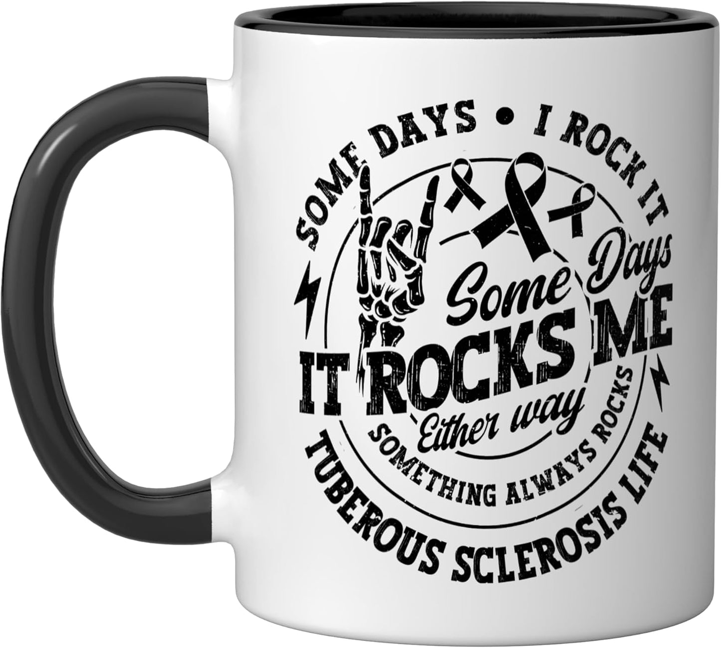 Taza cerámica para Tuberous Sclerosis Complex Warrior en negro/blanco
