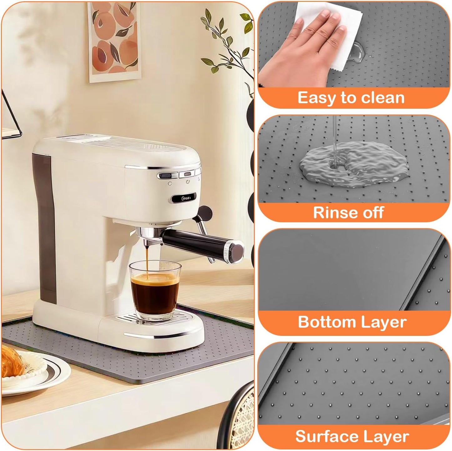 Tapete de silicona para café 10x14 pulgadas impermeable resistente al calor