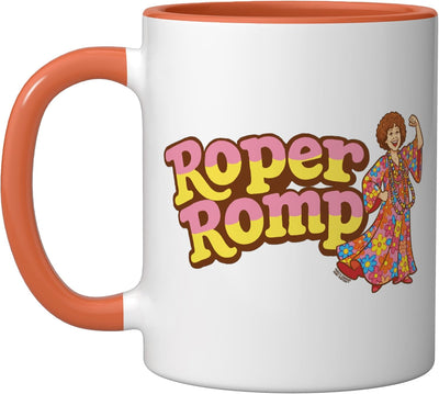 Taza vintage de cerámica Roper Romp Funny Three's Company Flexing Helen