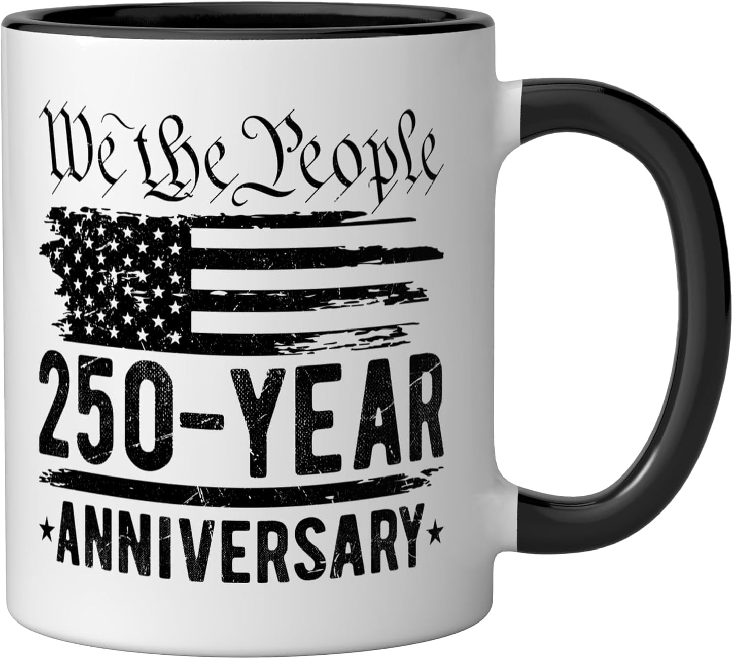 Taza cerámica 250 años EE.UU. negro/blanco