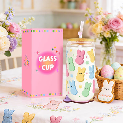 Vasos vidrio con tapa pajita 16oz para café helado