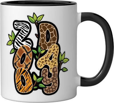 Taza de cerámica Xoo Day Animals Jungle Zoo negro y blanco