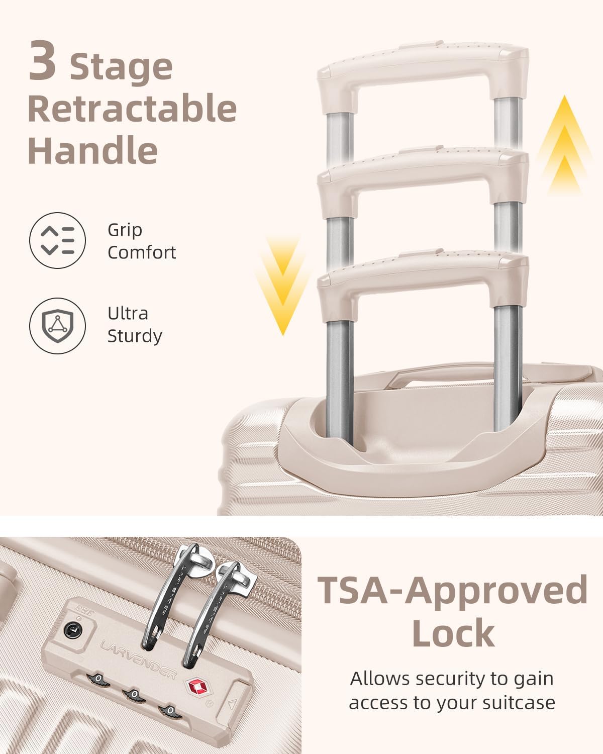 Maleta rígida 20pulg TSA Lock 22x14x9 aprobada aerolínea set 3