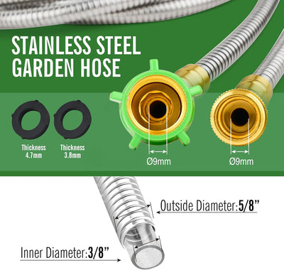 Manguera jardín acero inox 304 1pie conector metal flexible