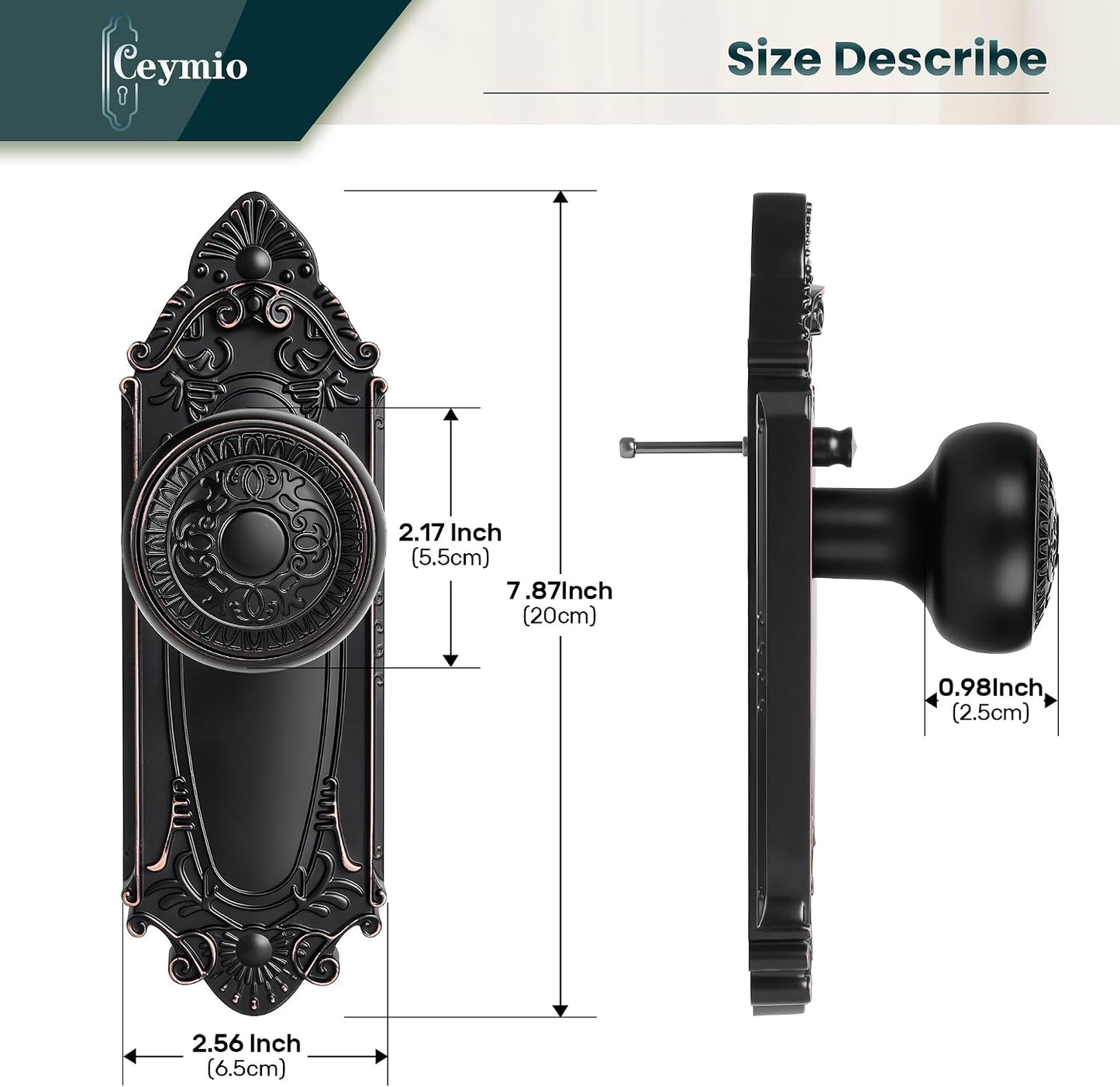 Pomo puerta bronce aceitado estilo granja