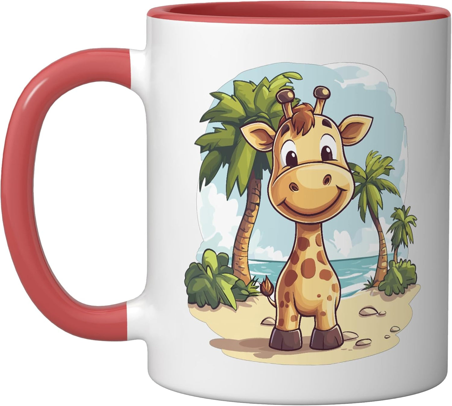 Taza Cerámica Jirafa para Niños Roja/Blanca
