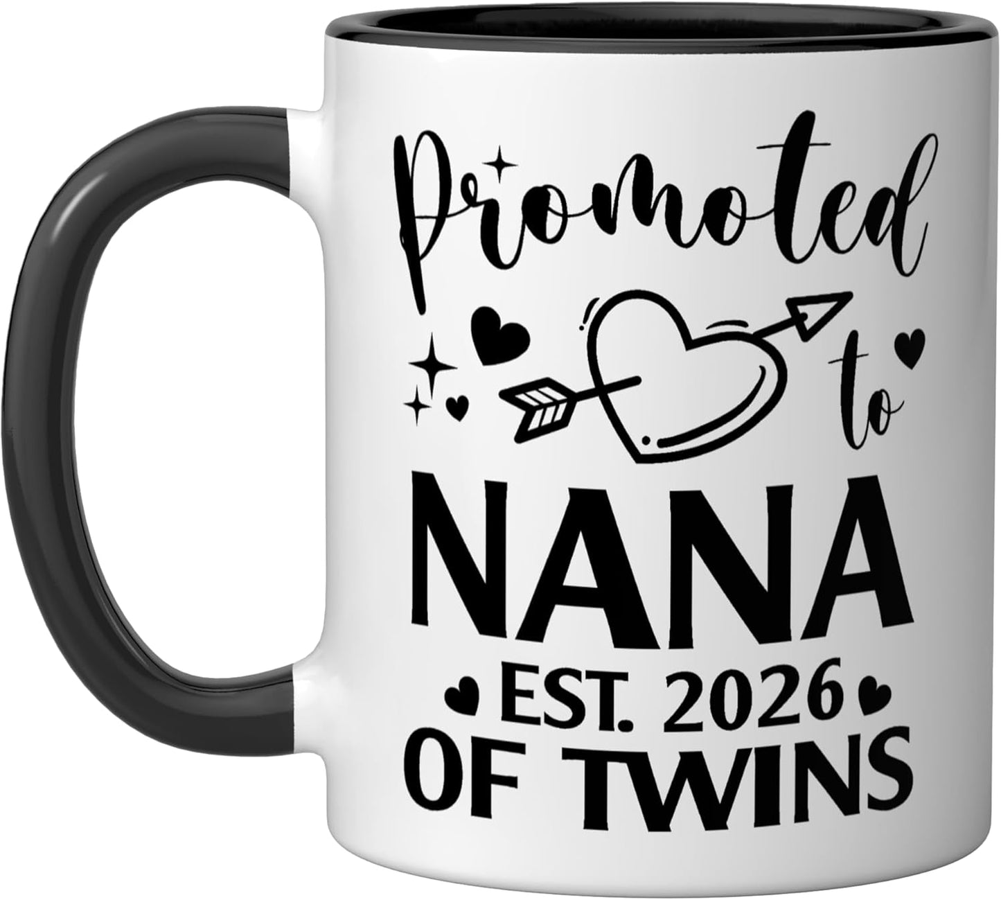 Taza Cerámica Corazón para Hermanas 2026 Negro/Blanco