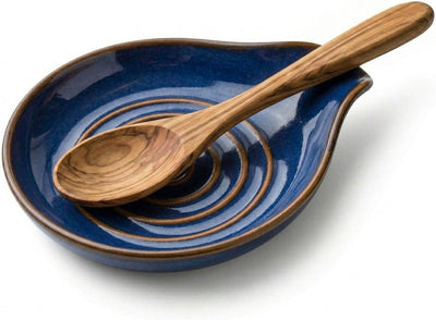 Soporte cuchara cerámica azul oscuro cocina Navidad