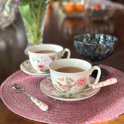 Juego Tetera Vidrio Infusor Taza Porcelana Cucharas Cerámica