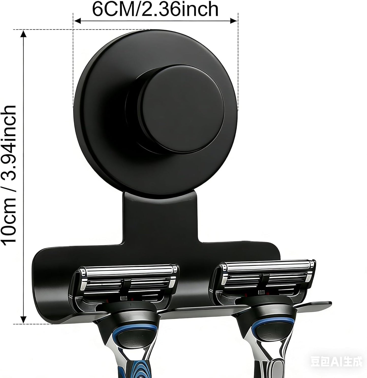 2 Soportes Acero Inox Ducha Negro Mate con Ventosa