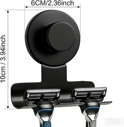 2 Soportes Acero Inox Ducha Negro Mate con Ventosa