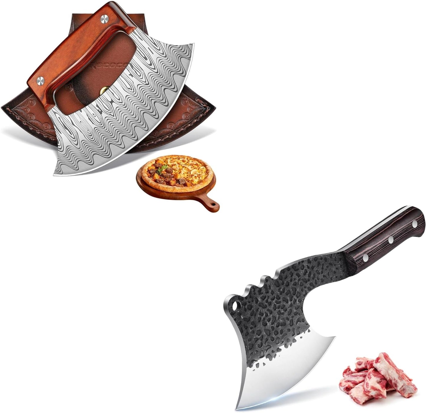 Cortador de pizza Ulu con cuchilla de hueso para cortar costillas y verduras