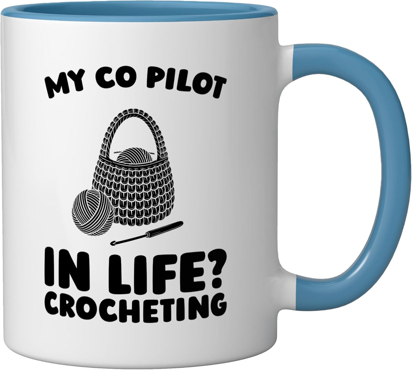Taza Cerámica para Crochet en Azul/Blanco